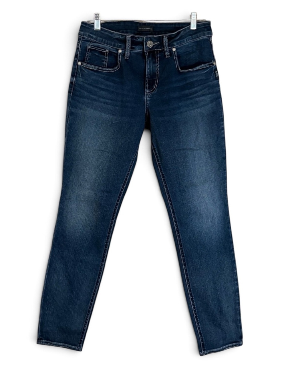 Silver Jeans Boyfriend Straight-Leg Dark Blue Jeans